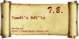 Tamás Béla névjegykártya